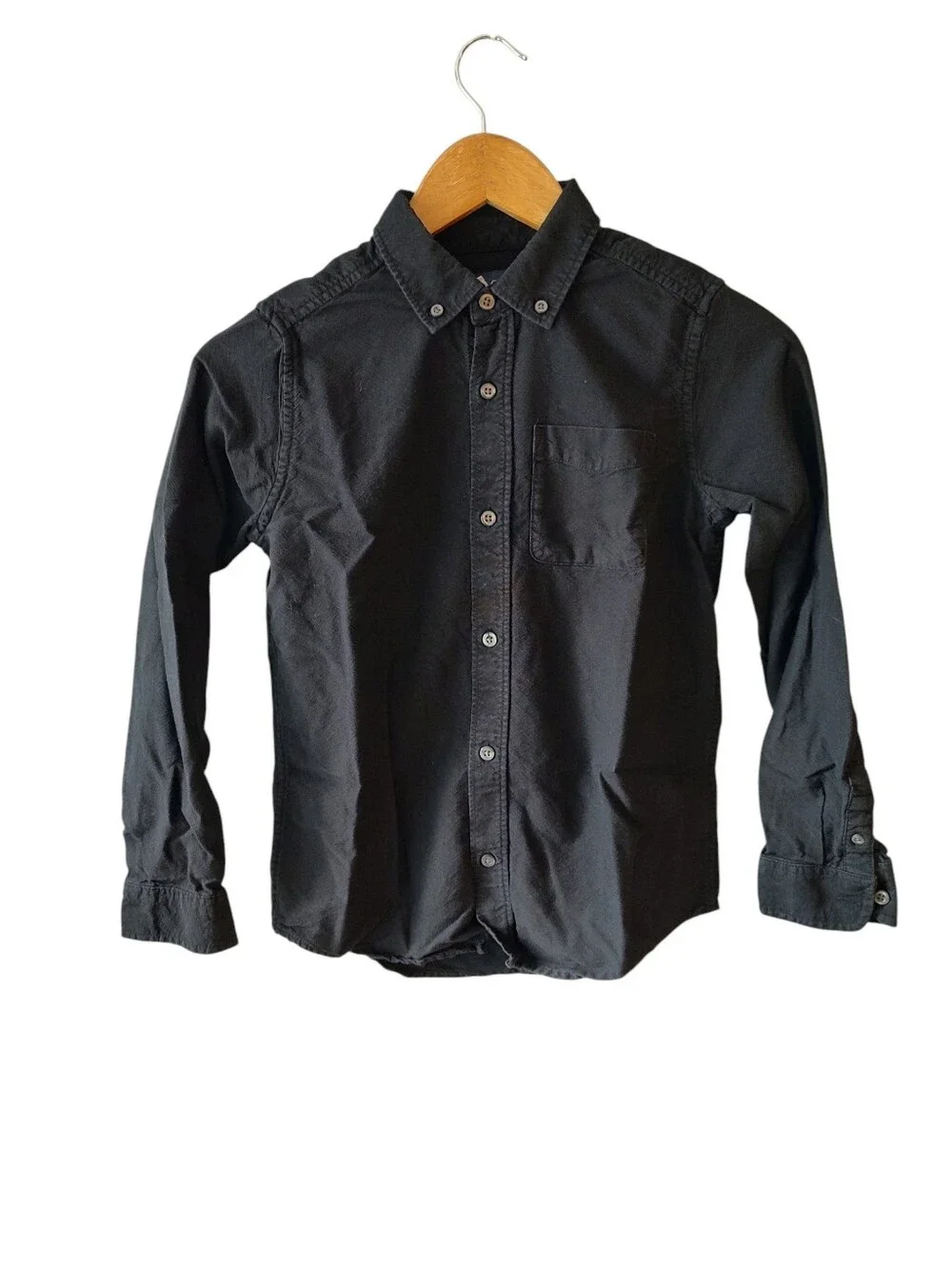 Children's Place Black Long Sleeve Button Down Collared Shirt Size Large (10-12)